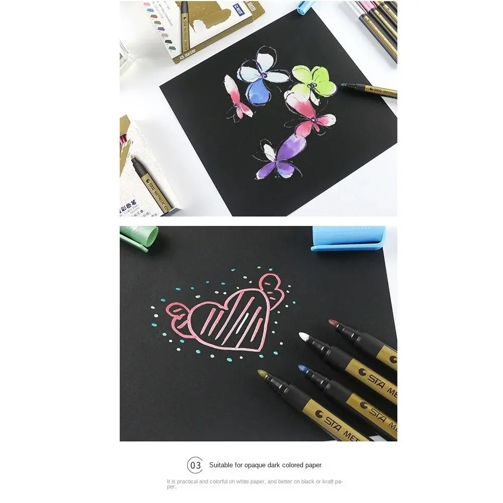 

Student Supplies 10 Colors Metallic Marker Permanent Waterproof DIY Manga Drawing Craft Pens Stationery Paint Pen Writing