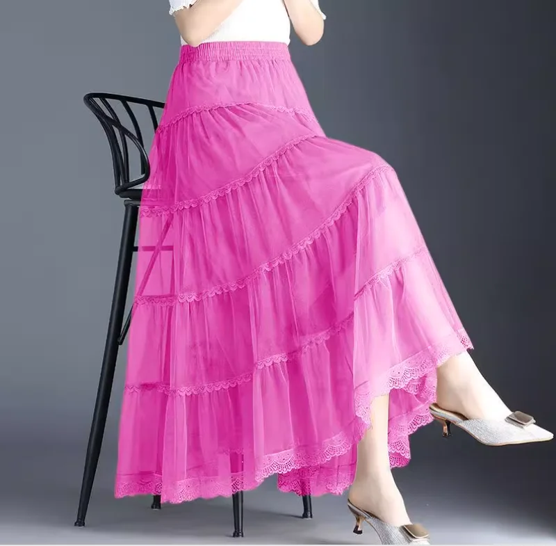 

Новая летняя сетчатая юбка для кадриль с большими качелями и висящей танцевальной юбкой