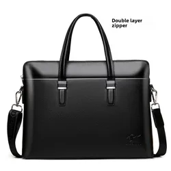 A must-have High-end For Business Elitesmen's Leather Large Capacity Laptop Portable Briefcase Waterproof And Wear-resistant