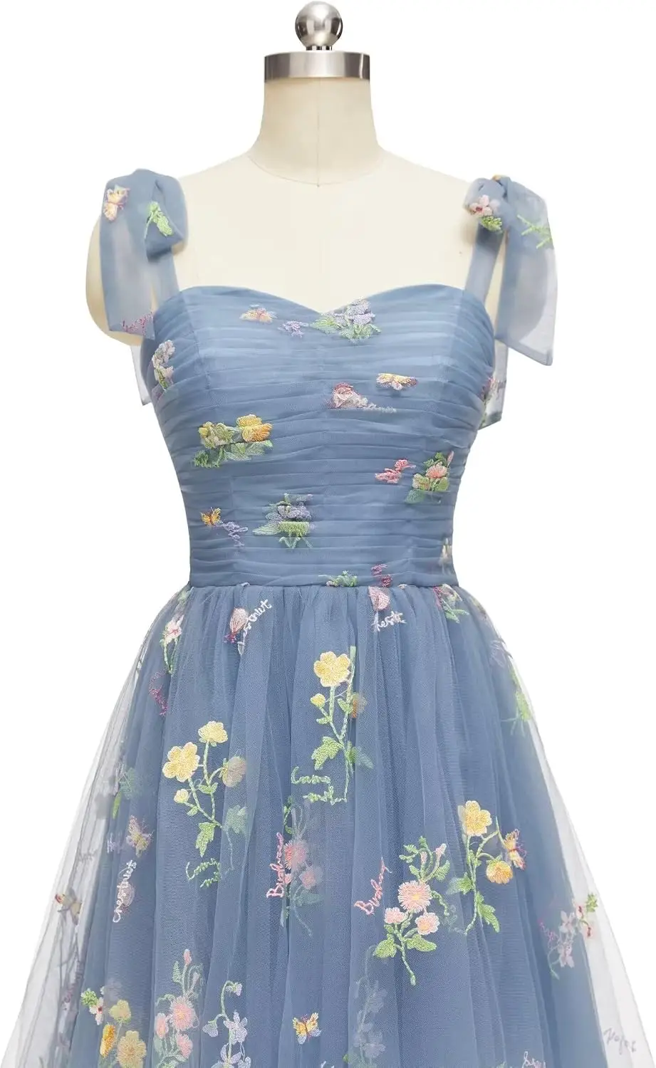 Lace Floral Embroidered Tulle Short Dress Bow Shoulder Straps Graduation Homecoming Dress Cocktail  Party Dresses Ball Gown