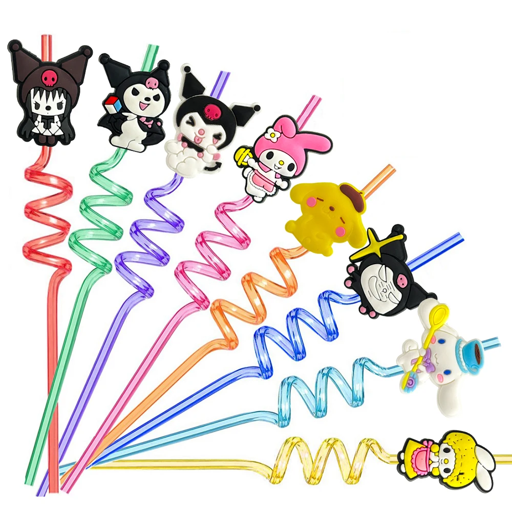 Hello Kitty Party Straws Birthday Decor Kawaii Kitty Kuromi Reusable Drinking Straws Kid Girls Favors Party Supplies Toy Gifts image 5