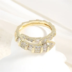 14k echte Goldbeschichtung AAA Zirkon Simples Schlange in Form von Nagel Open Ring Elegante Frauen Frauen Arbeitstag Ring Party Schmuck Schmuck 12 Hauptverkäufe Sohle für Taco - №11