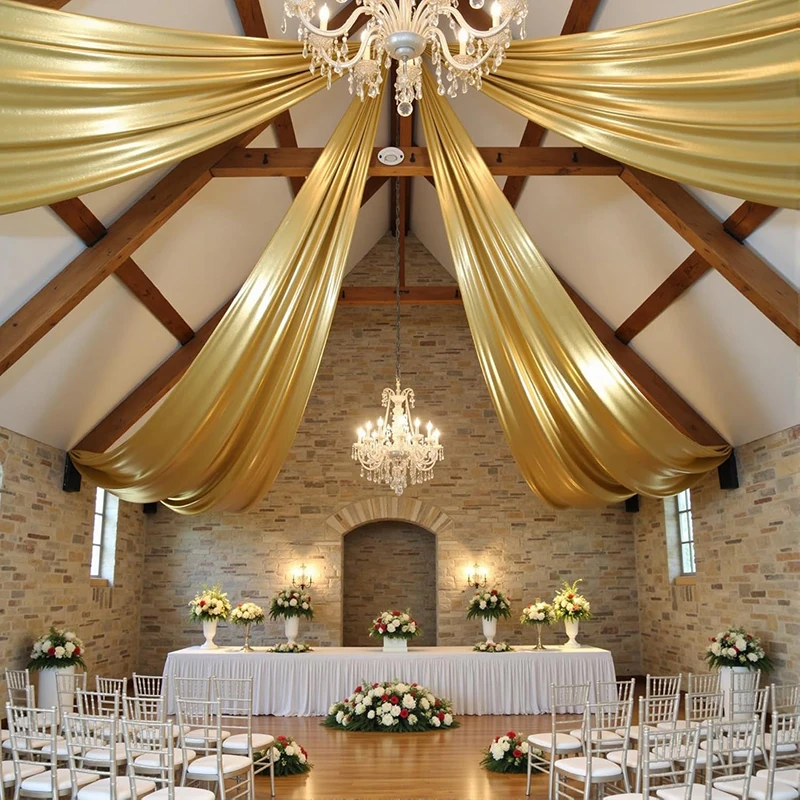 Satin-Hintergrundvorhang, Party-Hintergrund, Deckenvorhänge mit Stangentasche, knitterfrei, seidiger Stoff für Hochzeit, Geburtstag, Dekoration