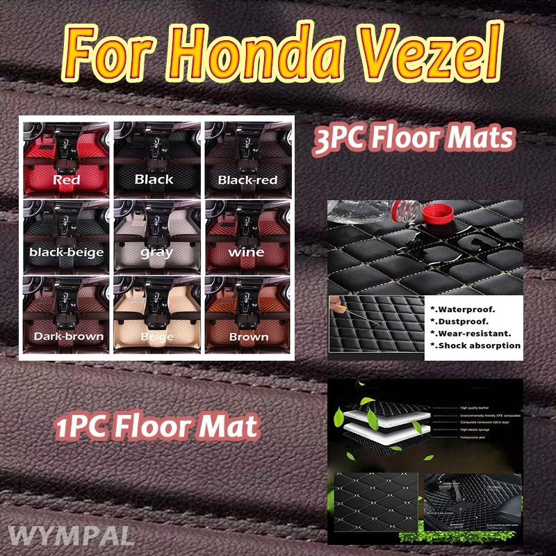 

Luxury Car Floor Mats For Honda Vezel XRV HRV 2022 2021 2020 2019 2018 2017 2016 2015 Styling Covers Auto Accessories Carpets