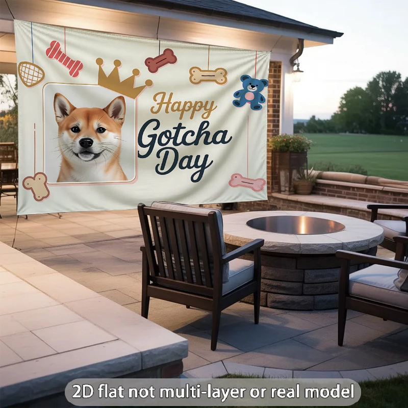 1pc  Personalized Shiba Inu Happy Gotcha Day Tapestry, Custom Pet Memorial Wall Hanging Decor for Dog Lovers