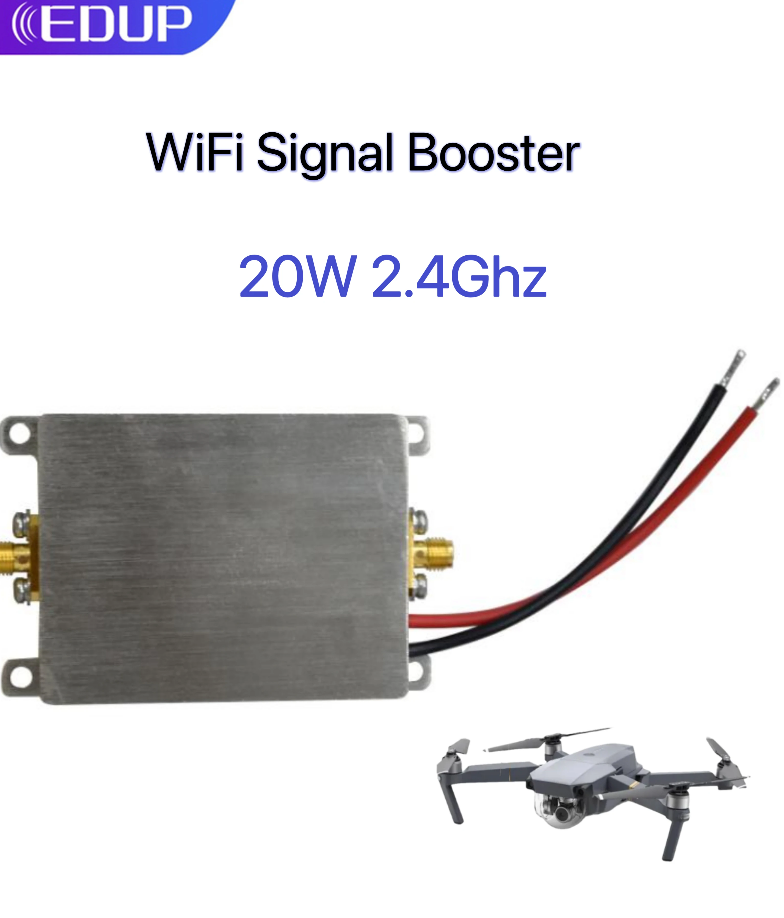 EDUP 20W 2.4GHz WiFi Booster Unidirectional High Power Wireless WiFi Signal Booster Connector Input Output SMA-K Drone Amplifier