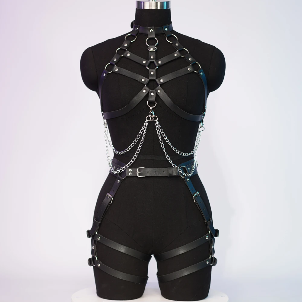 Women Sexy Harness Belt Chest Body Harness Leather Lingerie Bdsm Bondage Lingerie Gothic Fetish Clothing Festival Rave Outfit