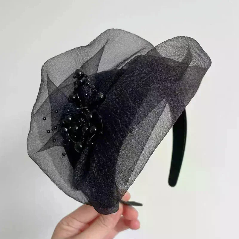Elegant Half Hat Headband French Retro Hair Hoop Dinner Party Hairband For Women Girls Temperament Headwear Hair Accessories
