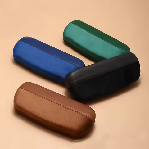 1pc Durable Protective Eyewear Container PU Leather Silky Glasses Case Portable Sunglasses Storage Box For Men Women Students