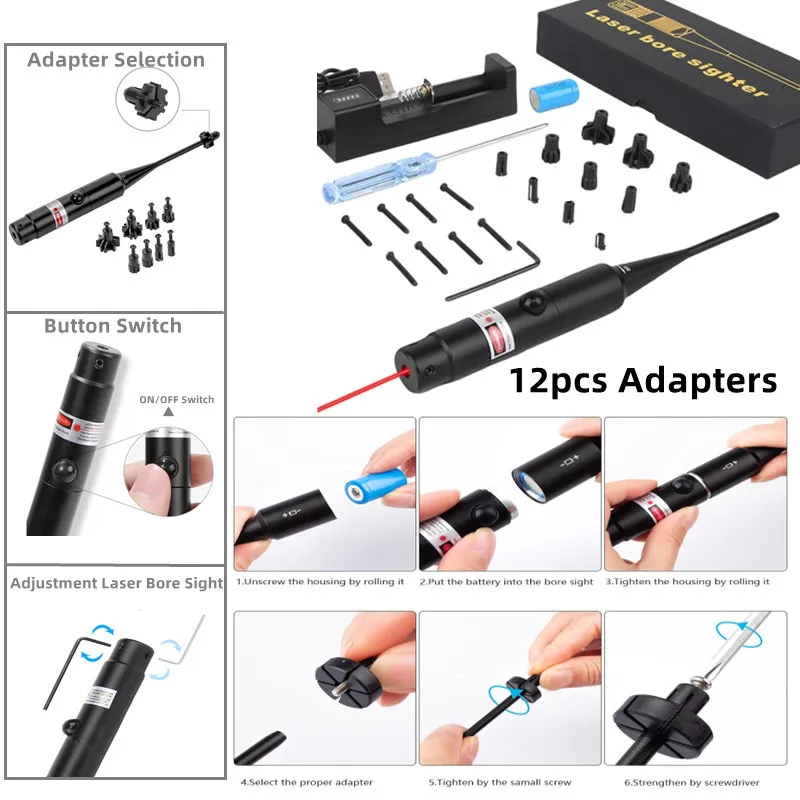Laser Bore Sight Collimator Kit .177 .22 Caliber to12GA Universal Laser Boresighter - view 6