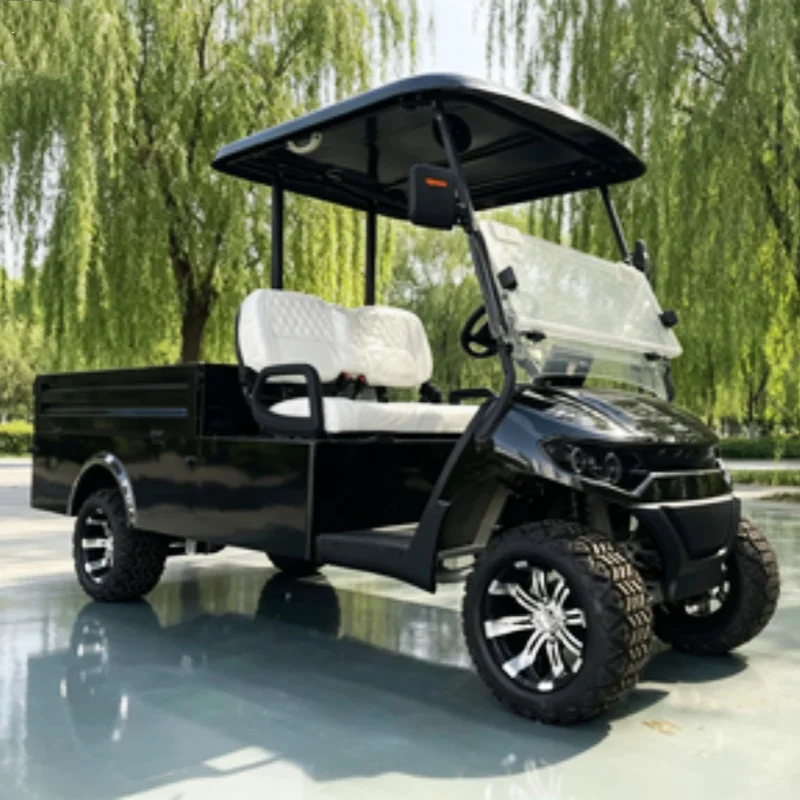 Wholesale Best New Eco-Friendly Low Noise Electric Golf Cart Cargo Cart With Off-Road Tires Rear Cargo Box Upholstered Seat