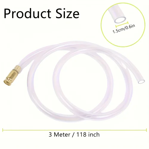 Imagen 2 del producto Manguera de sifón de 3 metros, bomba de sifón autocebante súper fácil multiusos con accesorio de cobre, para transferencia de gas, aceite y combustible de agua