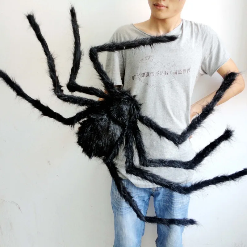 30cm/50cm/75cm/90cm/125cm/150cm/200cm Halloween Giant Black Plush Spider Halloween Decoration Chamber Trick A Prank Big Spider