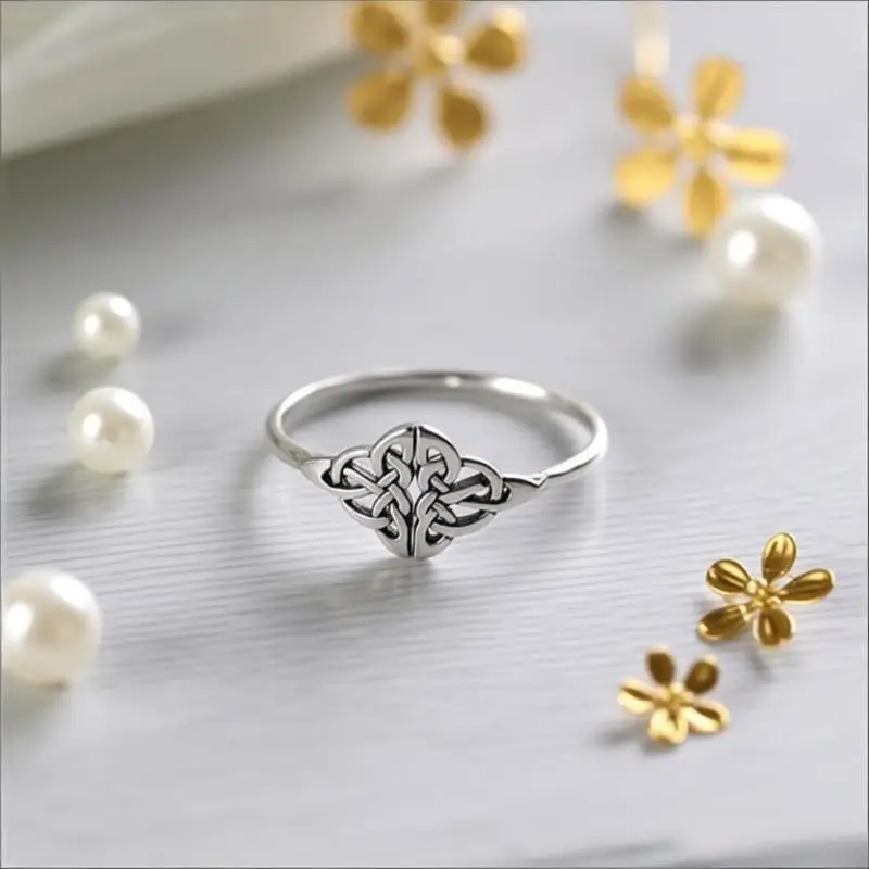 Vintage 925 Sterling Silver Hollow Flower Patterns Finger Rings for Women Girls Anniversary Party Jewelry Gifts Accessory