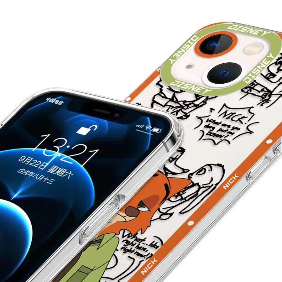 Disney Nick Judy Phone Case for iPhone 15 16 Plus 7 8 XS Max 12 Pro 13 Mini XR 11 14 Pro Max SE Clear Silicone Cover