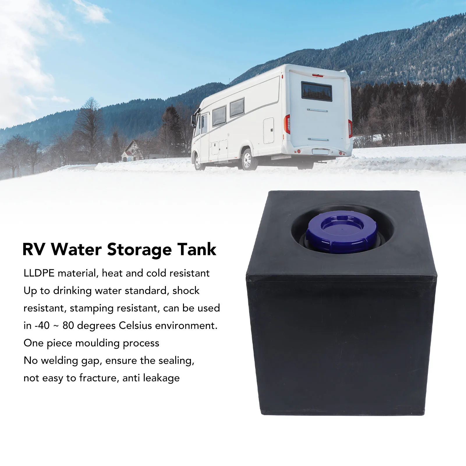 

Fresh Water Container Shockproof RV Water Storage Easy Filling 16 Gallon Large Water Inlet for Trailers Boats Yachts