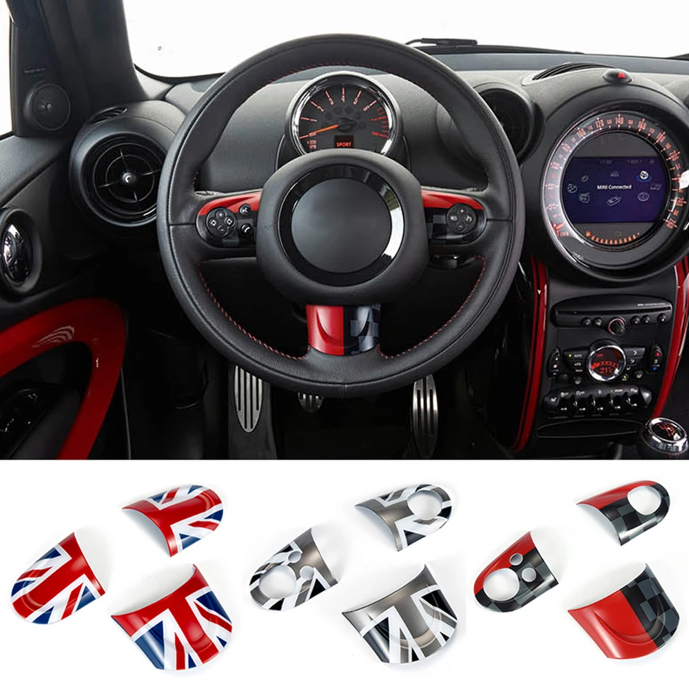 

3pcs Union Jack Car Steering Wheel Moulding Sticker Cover Decor Shell for M Coope r J C W club R 55 R 56 R 57 R 58 R 59 R 60 R61