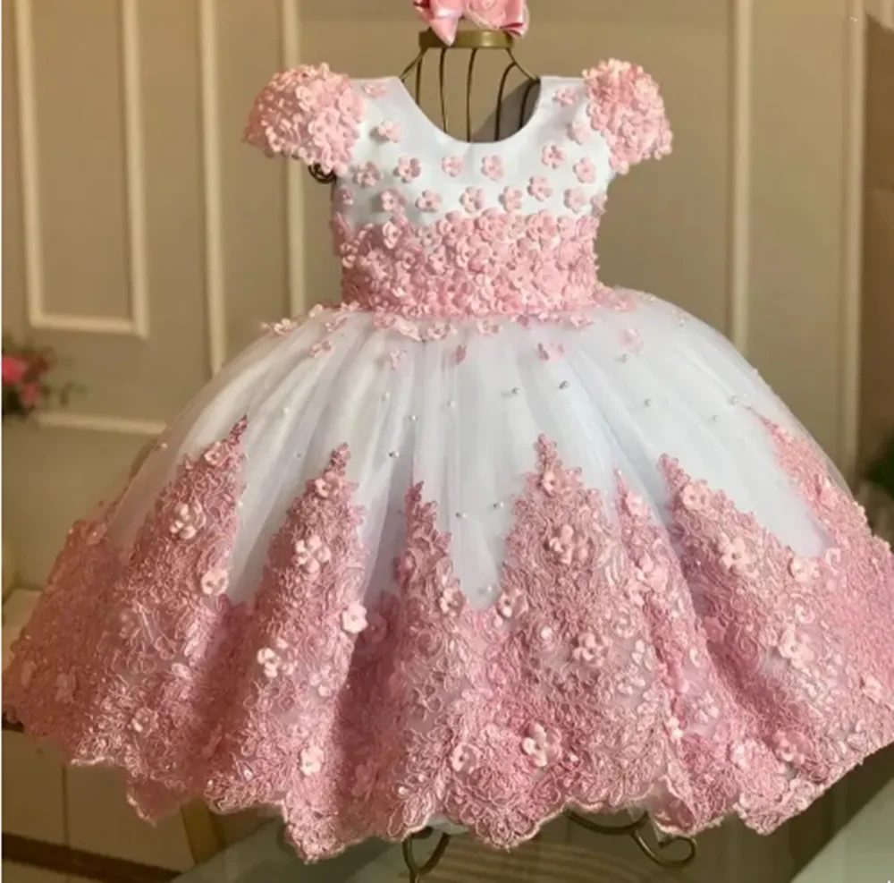 

Customized Luxury Blue Flower Girl Dresses For Wedding Embroidery Pearls Flower Toddlers Photo Shoot Party Performance Ball Gown