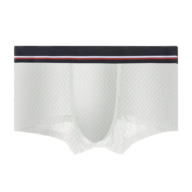 

Men Boxer Shorts Homme Ropa Mesh Underwear Cueca Ice Silk Panties Man Breathable U Convex Pouch Underpants Male Plus Size L-3XL