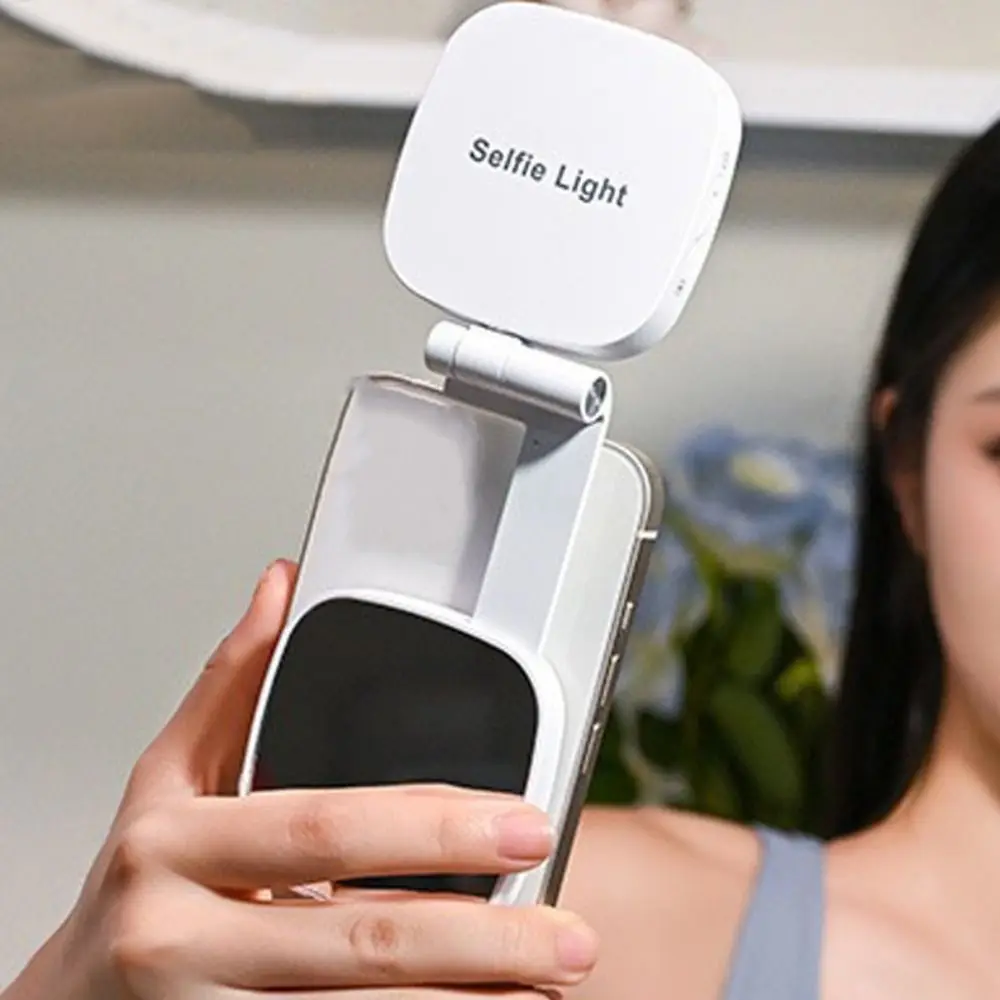 360° Rotation Magnetic Phone Selfie Light with Makeup Mirror 3 Color Mobile Phone Fill Light Retractable Adjustment Detachable