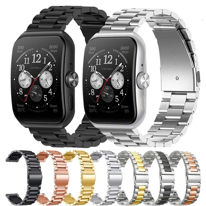 22 مللي متر سوار فولاذي غير قابل للصدأ لساعة OPPO 4 Pro X X2/OnePlus Watch 3 2 2R/OnePlus 46 مللي متر كوريا معدنية لساعة Realme S2 S 2 3 Pro