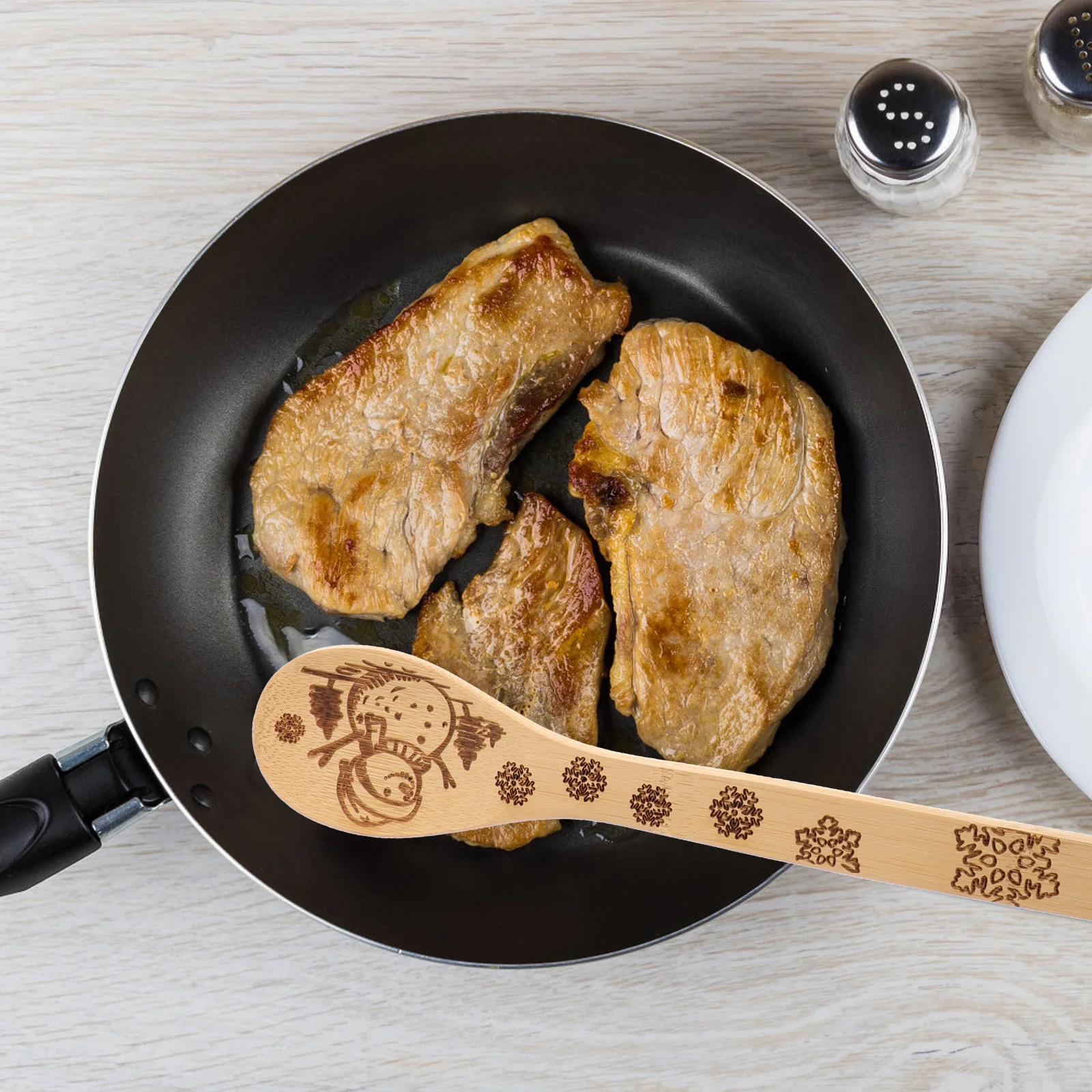 

5Pcs Bamboo Shovel Set Wear-Resistant Kitchen Tool Household Cooking Shovel Party Supplies Party Kitchenware