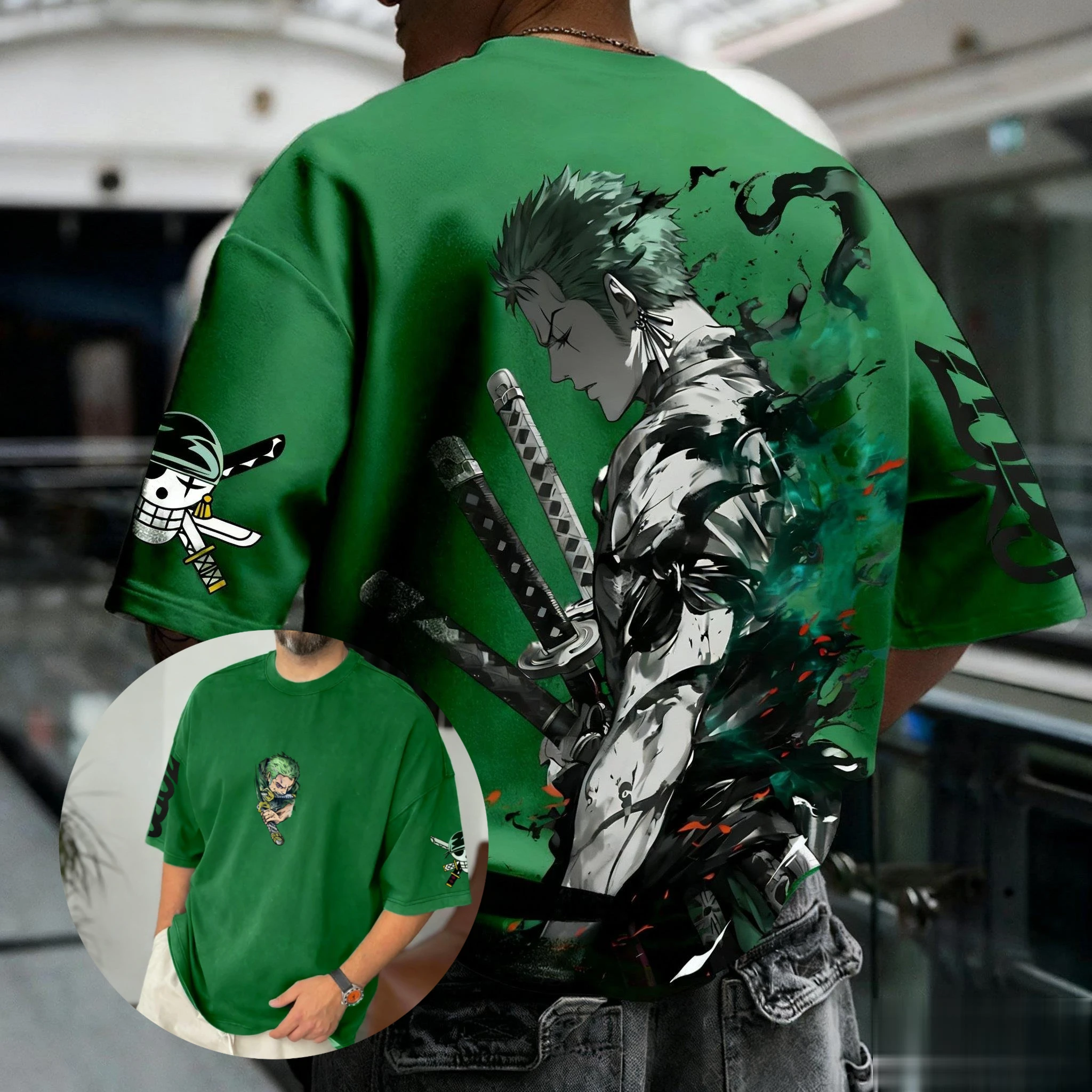 Summer Y2k Anime One Piece Zoro Graphic T-shirt Men Women