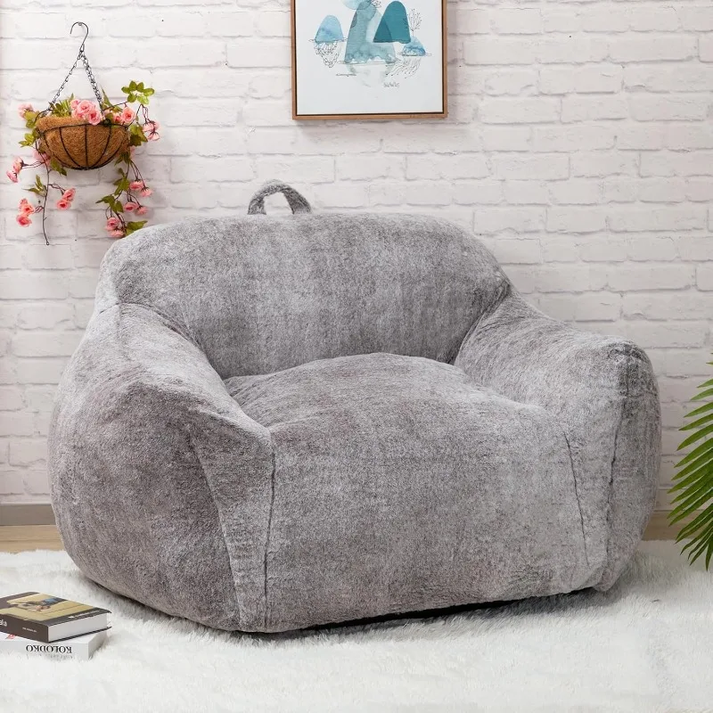 home. Giant Furry Bean Bag Chair, Large Faux-Fur Sofa Couch,40LB High-Density Memory Foam Filled Lounge Puff Armchair, Coffee