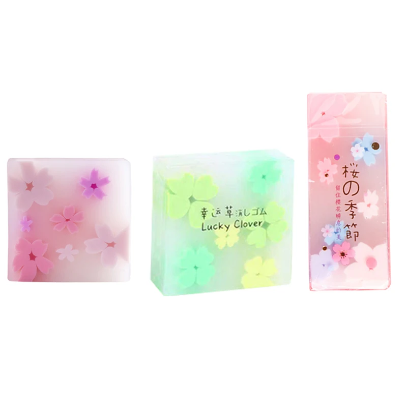 Cherry Bloem Lucky Clover Rubber Gum Japanse Sakura Blossom Gummen Potlood