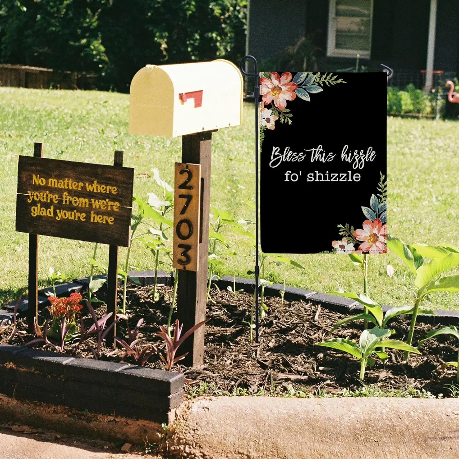 Fo'shizzle Bless This Hizzle Fall Mini Garden Flags for Outside Farmhouse, Flags for Fall and Christmas Front Yard Decor WWP zzo