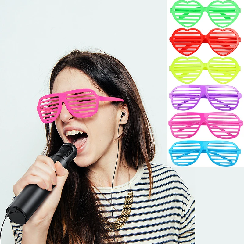 

6/12pcs Shutter Shades Glasses Neon Color Shutter Eyewears for 80s 90s Retro Party Favors Toys Birthday Makeup Party Photo Props