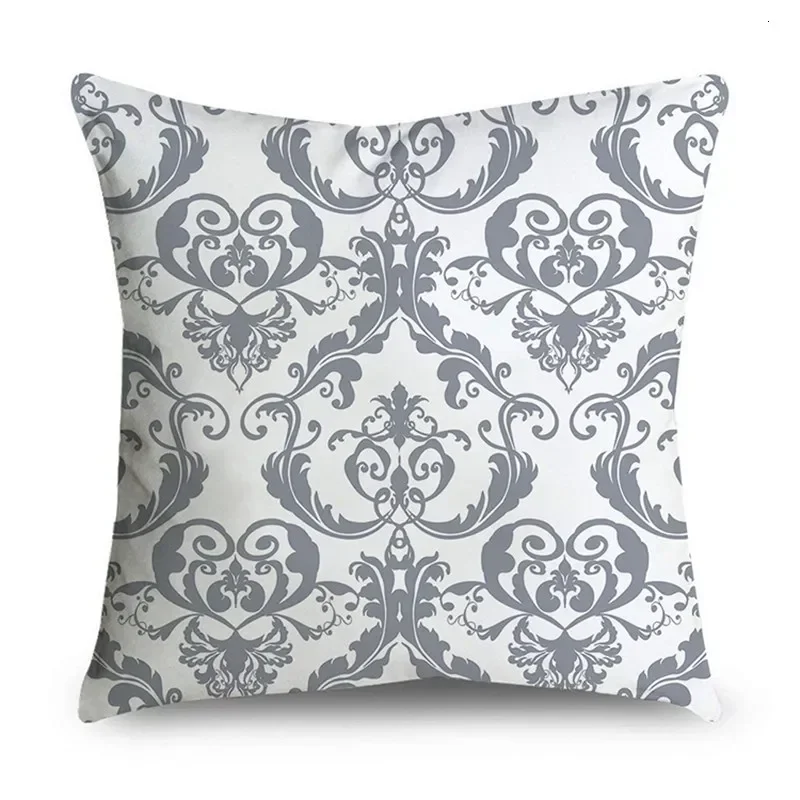 45*45cm Gray Striped Geometric Cushion Cover Polyester Pillowcase Cojines Decorativos Para Sofa Home Bedroom Sofa Decor