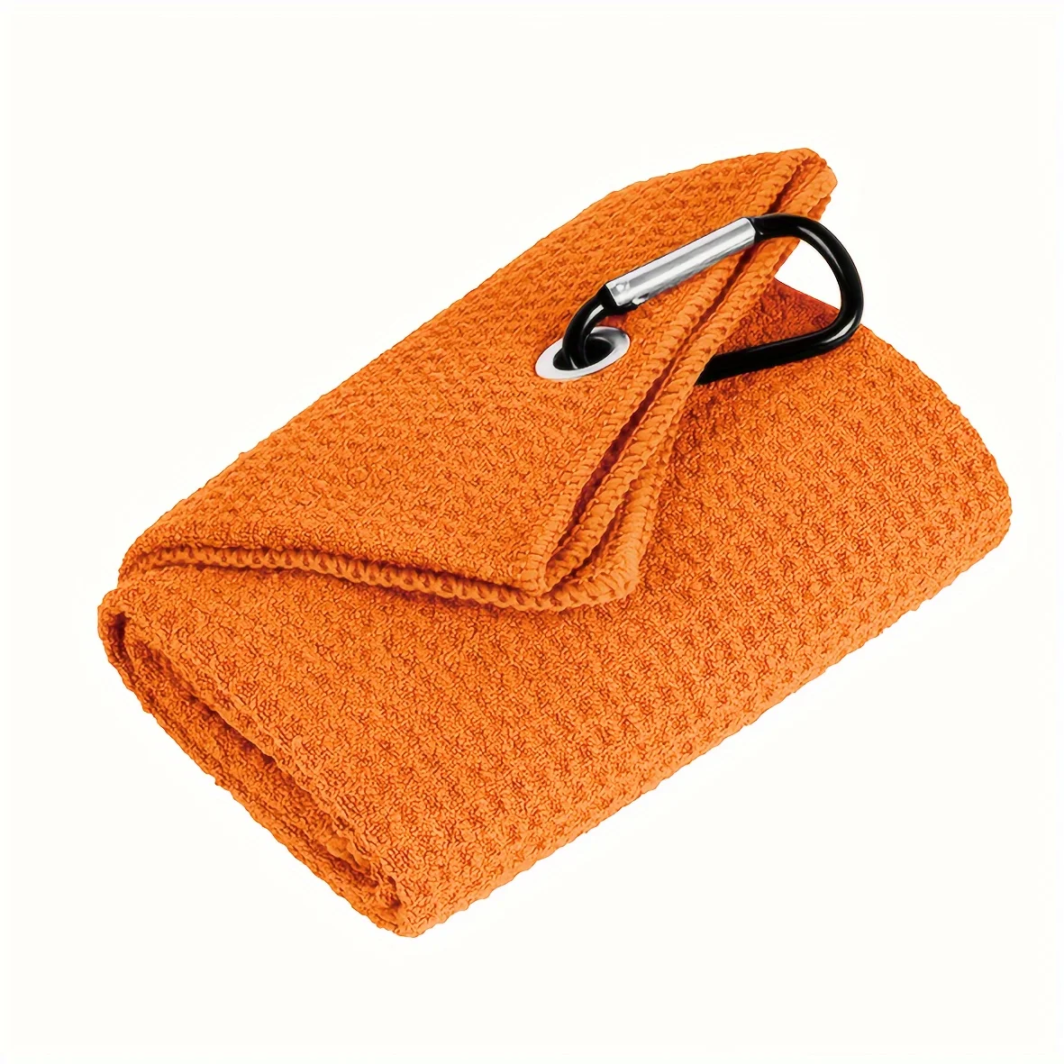 1 Stück Golfhandtuch für Taschen mit Clip und Mikrofaser-Waffelmuster, Schwarz (30 x 50 cm/11,8 x 19,6 Zoll), super saugfähig – Detail 4