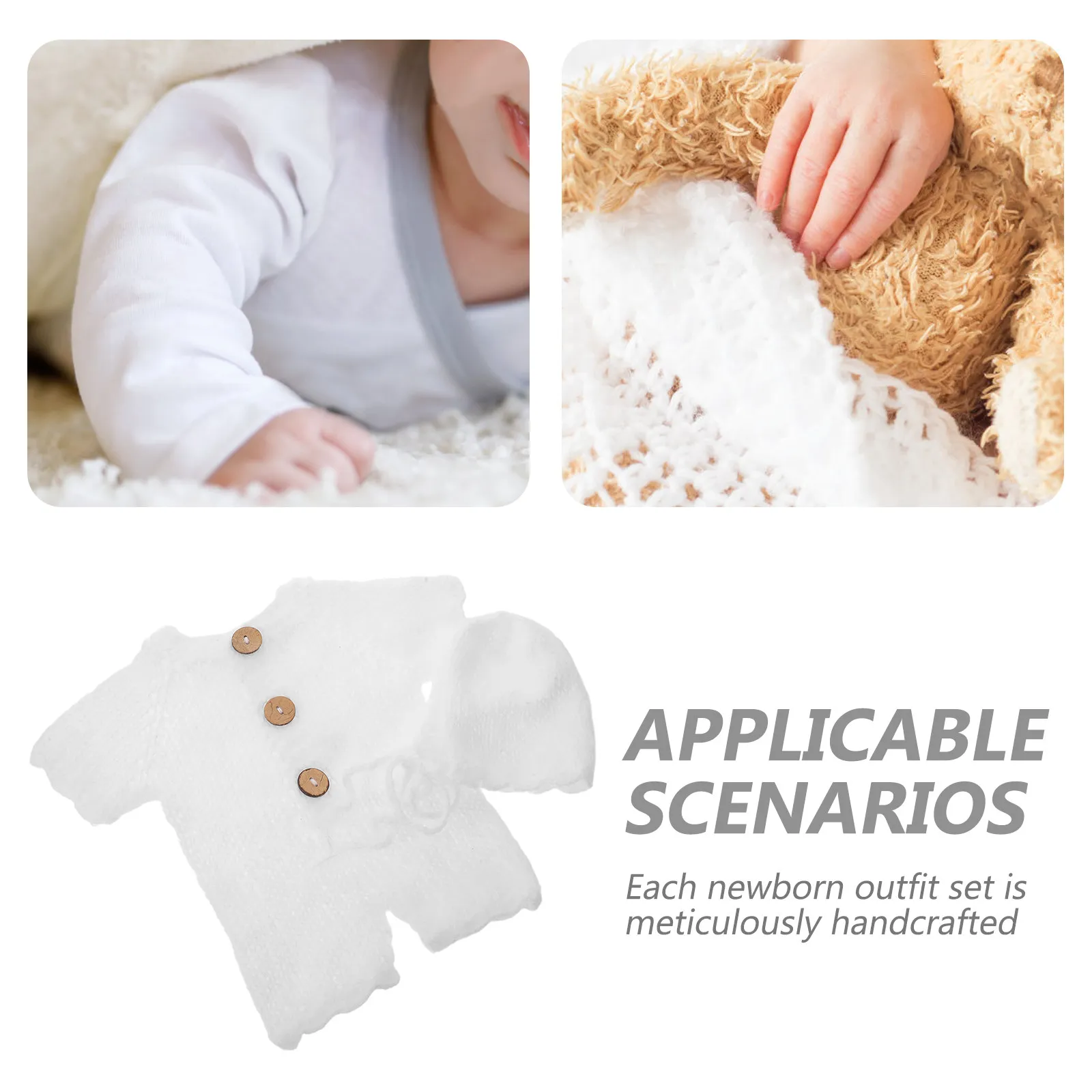 1Set Handmade Newborn Photography Outfit Set Crochet Baby Girl Clothes Knit Hat Soft Cotton Mohair Photo Wrap for Infant
