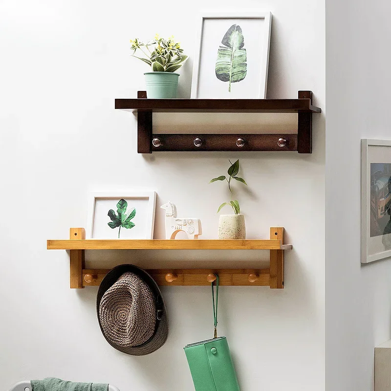 

y настенная простая вешалка для пальто, детская бамбуковая полка, креативная вешалка для спальни, вешалка для одежды из цельного дерева, вешалка для шляп Perchero, домашний декор