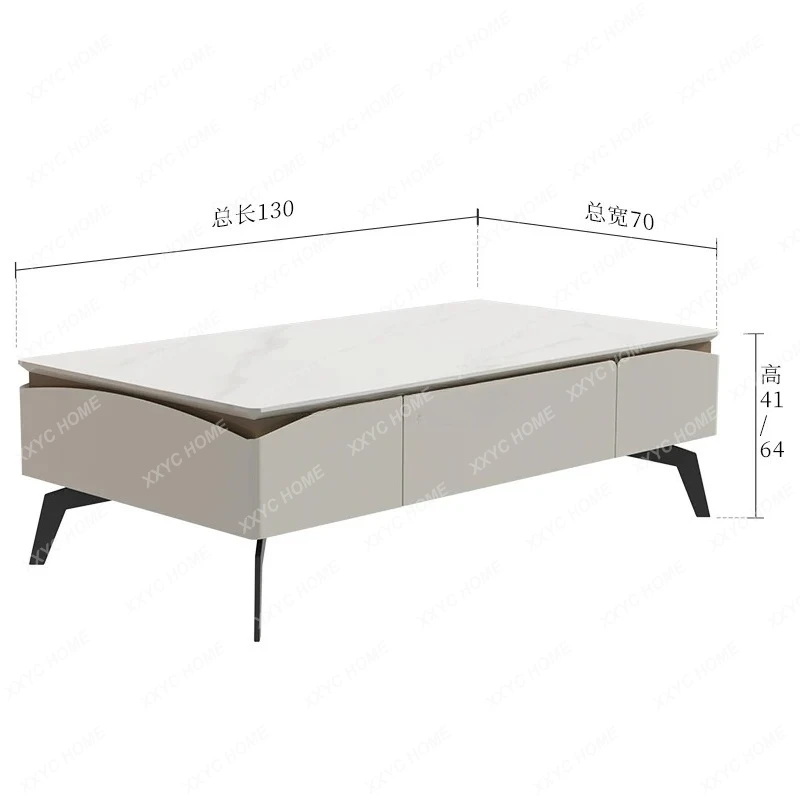 Cream wind coffee table Modern simple storage rock slab coffee table