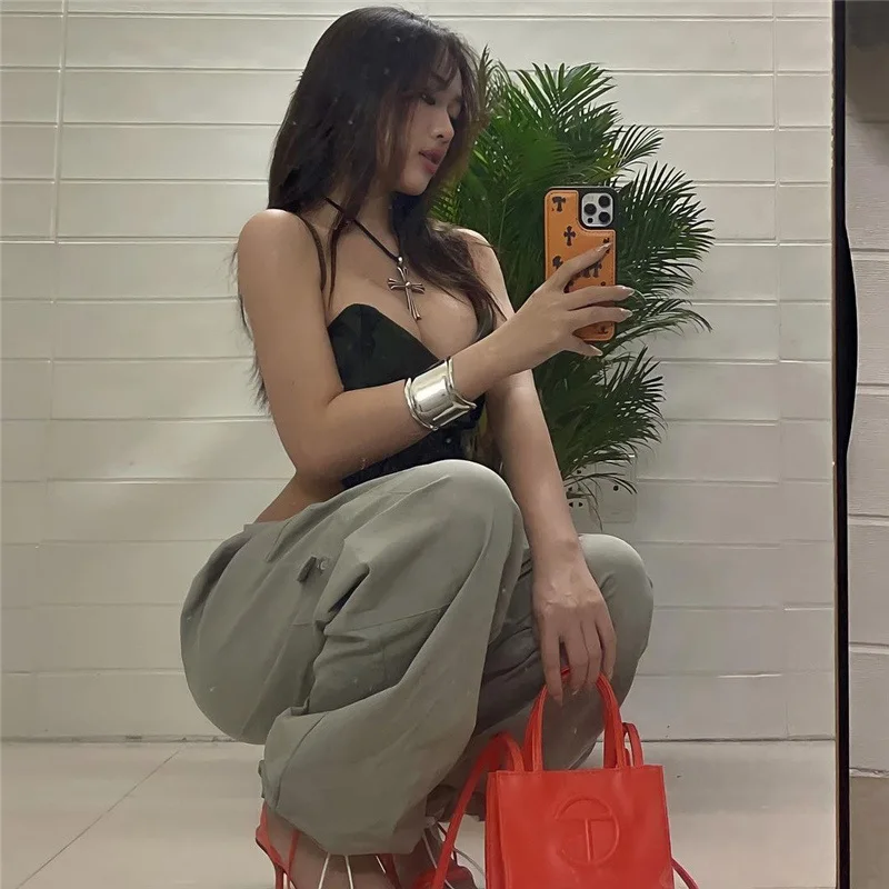 

Wind 2023 Summer New Women's Clothing Solid Color Slim Fit Street Fashion Suspender Sexy Backless Vest For Women