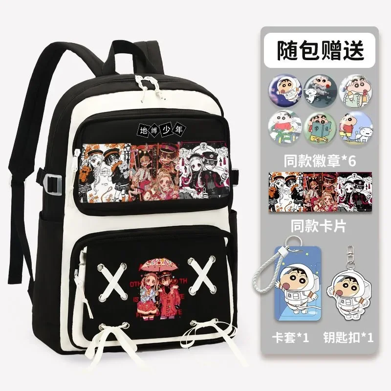 32×48×18cm Black Blue Purple, Jibaku Shounen, Toilet-bound Hanako-kun, Kids Teens School Bags, Anime Backpacks Girls Boys