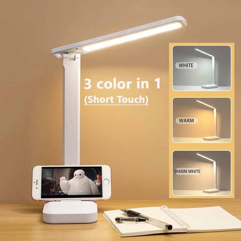 

USB перезаряжаемая светодиодная настольная лампа для учебы, ночные лампы с бесступенчатым затемнением, спальня, гостиная, прикроватная тумбочка для защиты глаз, настольная лампа для чтения