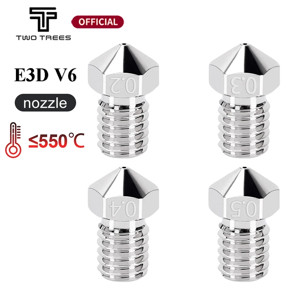 1pcs E3D Nozzle V6 Copper Plated Nozzles 0.2/0.3/0.4/0.5MM 3D Printer Parts For 1.75mm Filament For CR10 Ender 3