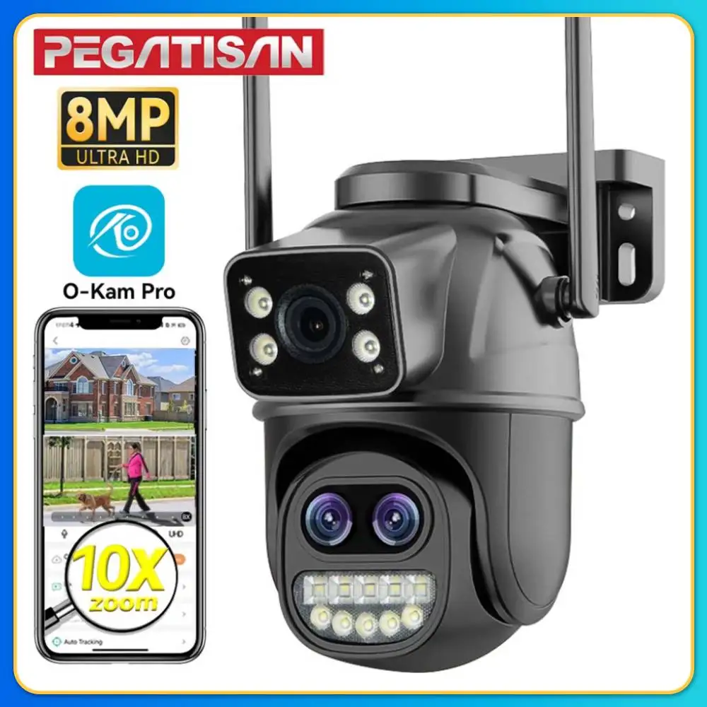 

PEGATISAN 15MP WiFi Security Camera PTZ Outdoor Dual Screen 10X Zoom Human Detection Surveillance Video Camera O-Kam Pro