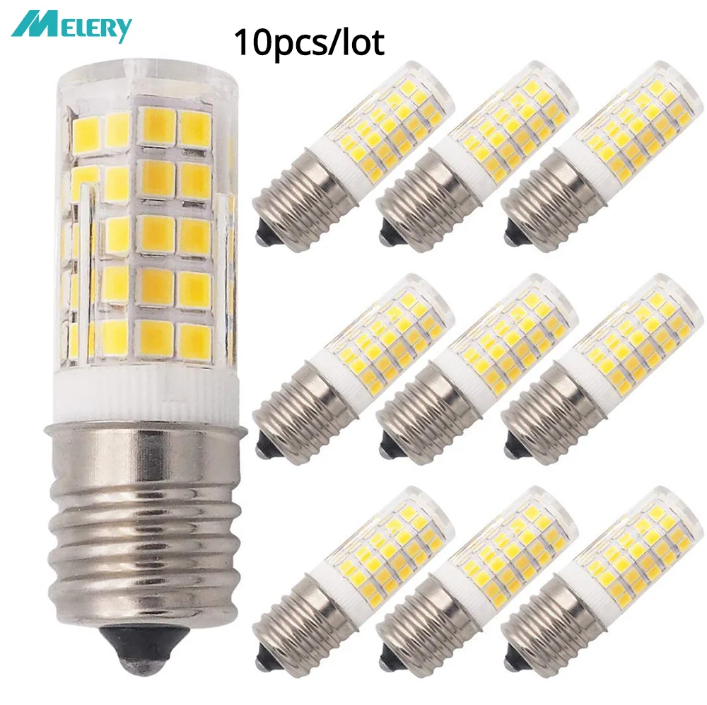 LED Bulb Illuminator E17 for Microwave 6W AC 110/220V 2835 SMD Ceramic Equivalent 60W Incandescent Cerami Warm/Cold White 10PACK