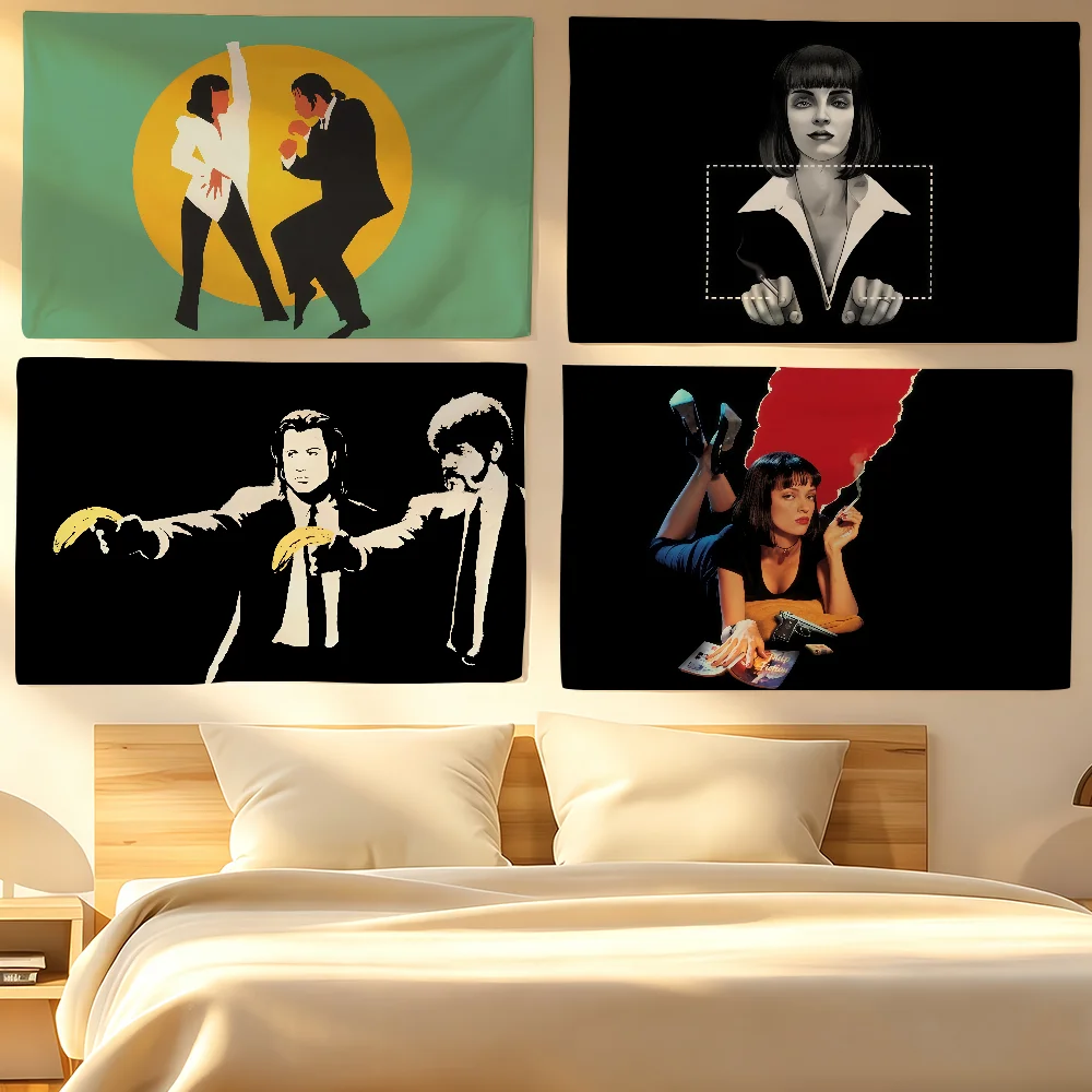 TV P-Pulp F-Fiction Flag Tapestries Halloween For Classroom Dormitory Camping Picnic Party Cheering Home Indoor Outdoor Decor