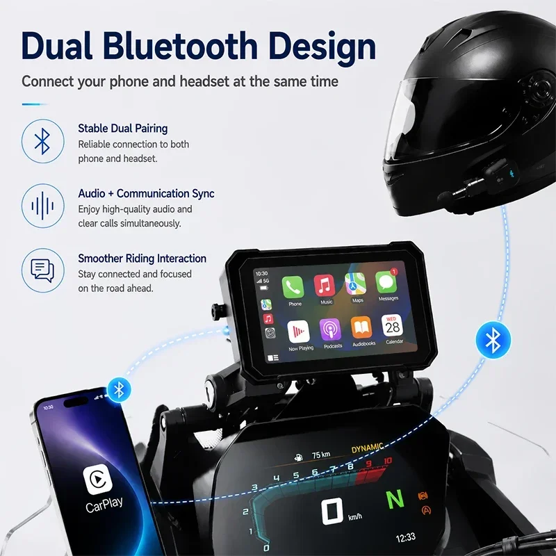 Jansite Motorcycle GPS Navigation Wireless CarPlay Android Auto Dual BT Moto Monitor For BMW R1200GS R1250GS F800 F900 S1000XR image 5