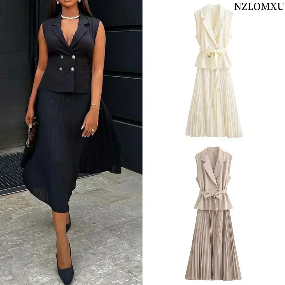 Corset Dress Women Pleated Vests Long Dresses for Women 2024 Sleeveless Office Party Dress Ruched Midi Evening Dresses