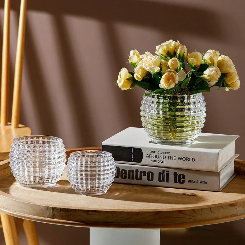 Modern Minimalist Crystal Small Vase Living Room Mini Transparent Glass Ball Flower Arrangement Hydroponic Desktop Decoration
