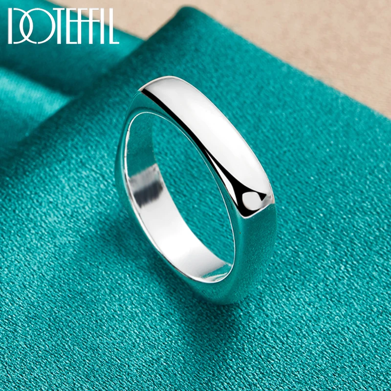 Square Circle Rings Silver Color For Women Men Brand Fashion Simple Wedding Engagement Party Jewelry