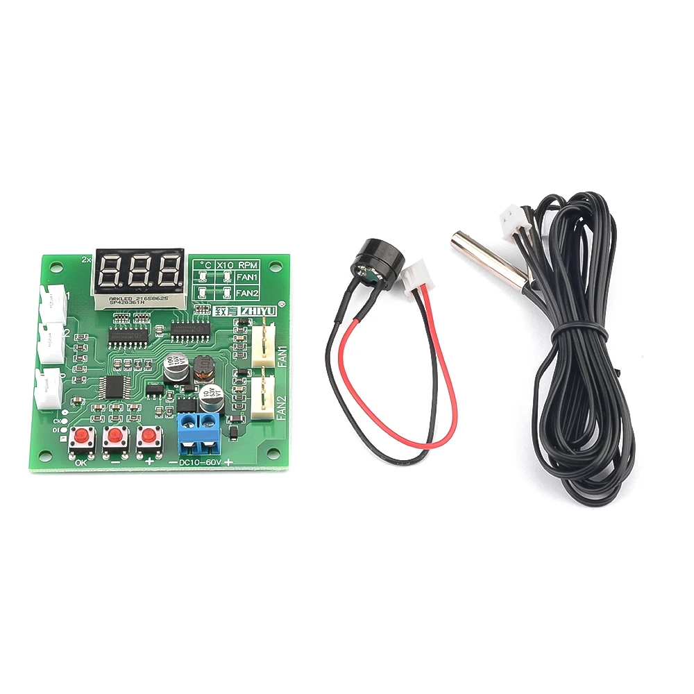 2 Channel DC 12V 24V 48V 4 Wire PWM Motor Fan Speed Controller Digital Display Governor Temperature Control Support EC EBM Fan