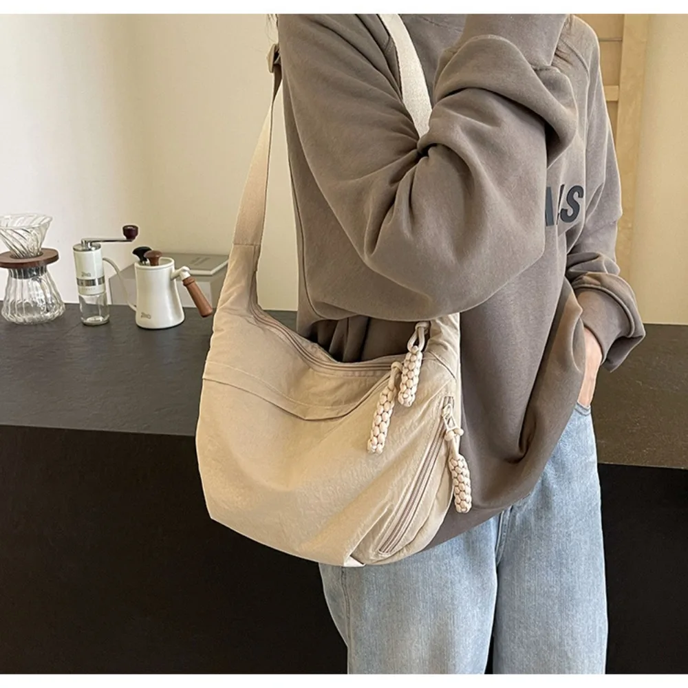 New Canvas Crossbody Bags Large Capacity Korean Simplified Shoulder Bag Lightweight Solid Color Dumpling Bag Men