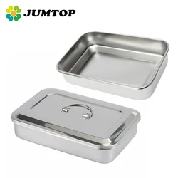 JUMTOP Dental Instruments Tray with Lid, Stainless Steel Surgical Nursing Equipments Tools Sterilizer Container Dentistry Storag